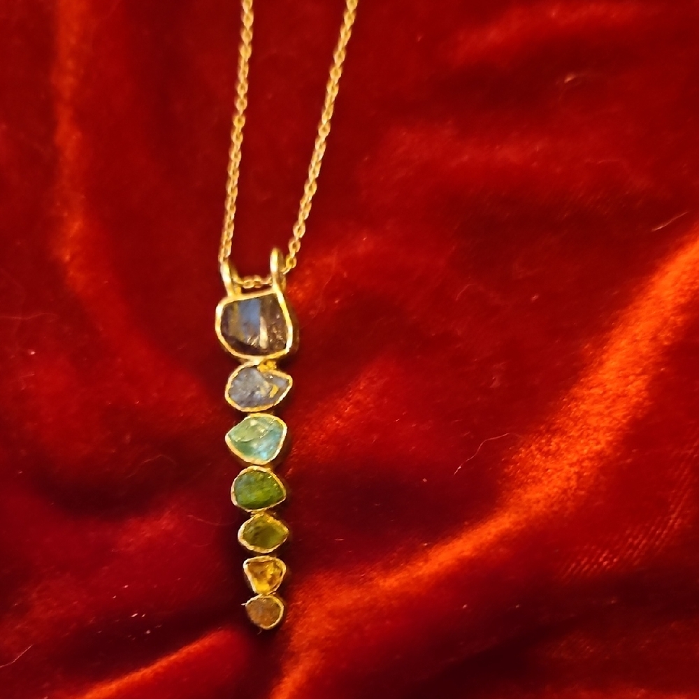 Artisan Silver Necklace with Multi-Color Stones